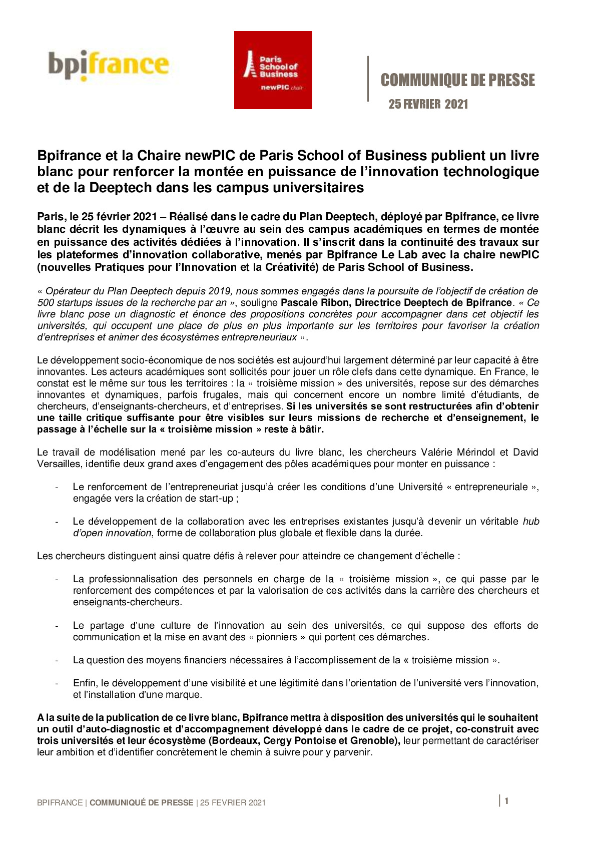 2021 02 25 – CP Bpifrance – Livre Blanc sur la Troisieme Mission des universites-pdf