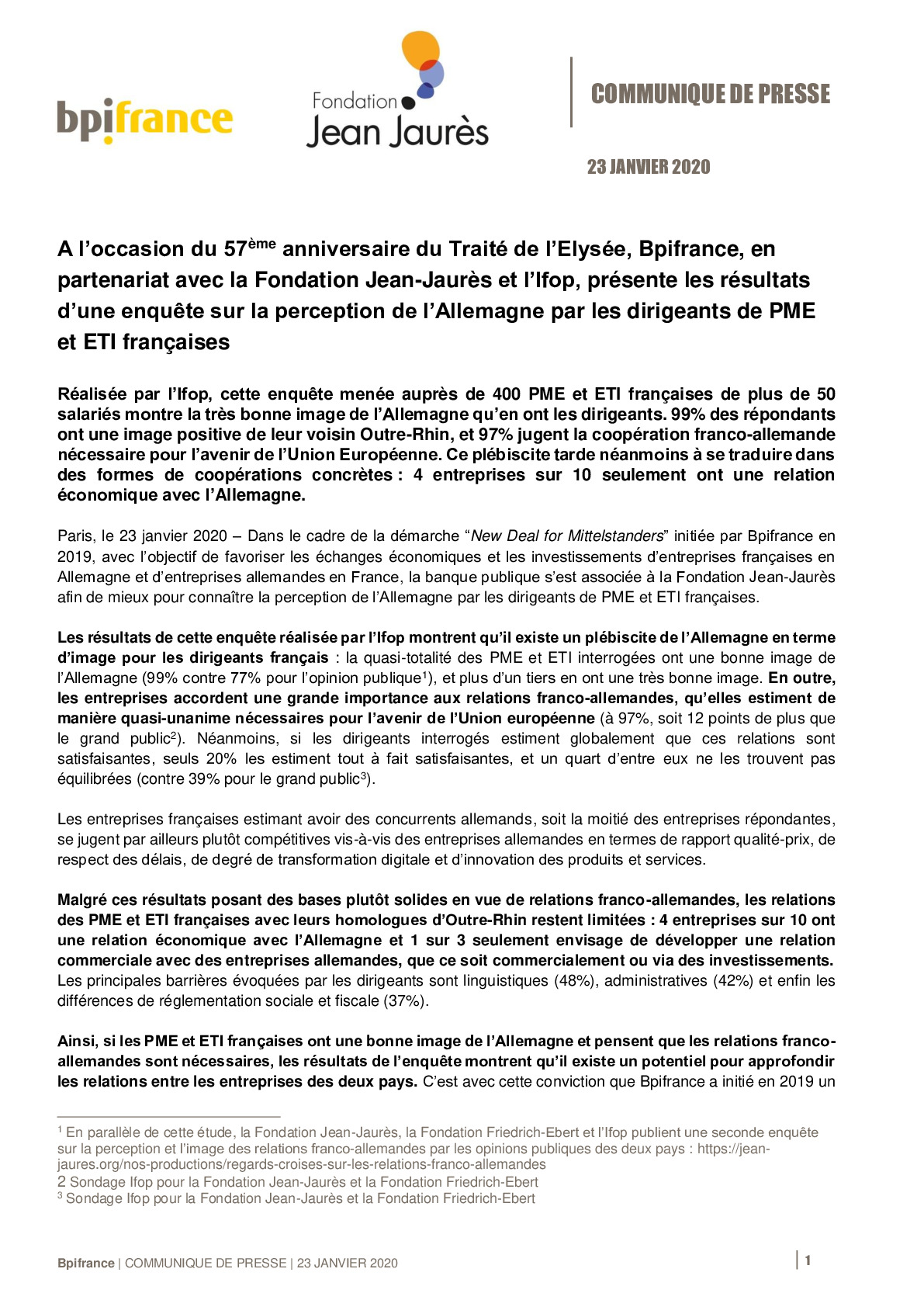 2020 01 23 – CP Etude Bpifrance FJJ Ifop – Les dirigeants PME et ETI francaises et lAllemagne-pdf