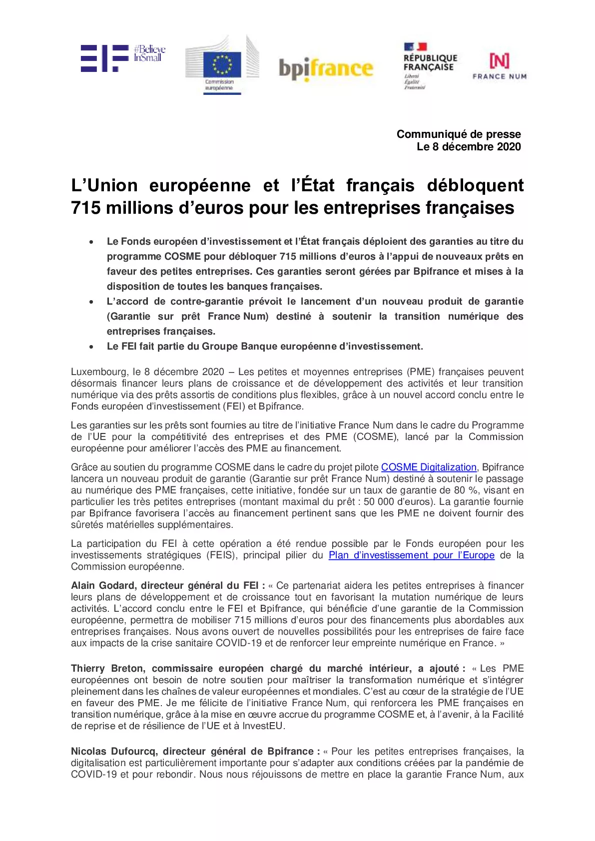 2020 12 08 CP – LUE et lEtat francais debloquent 175M pour les entreprises francaises-pdf
