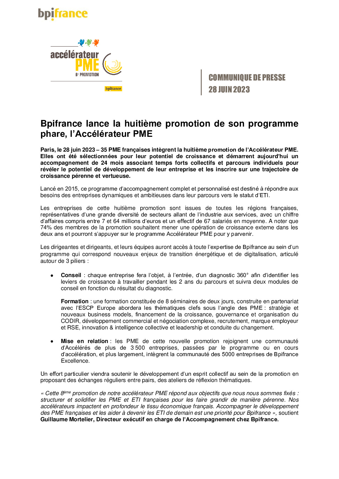 2023 06 28 – CP Bpifrance – Bpifrance lance la huitième  promotion de son programme phare, l’Accélérateur PME-pdf