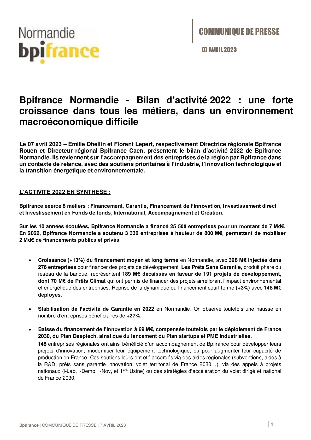 2023 04 07 – CP Bpifrance Bilan d’activité 2022 Normandie-pdf