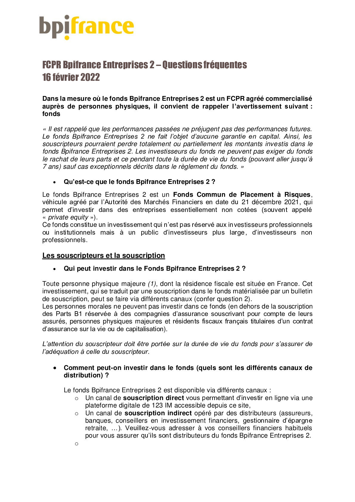 FCPR Bpifrance Entreprises 2 – Questions frequentes-pdf