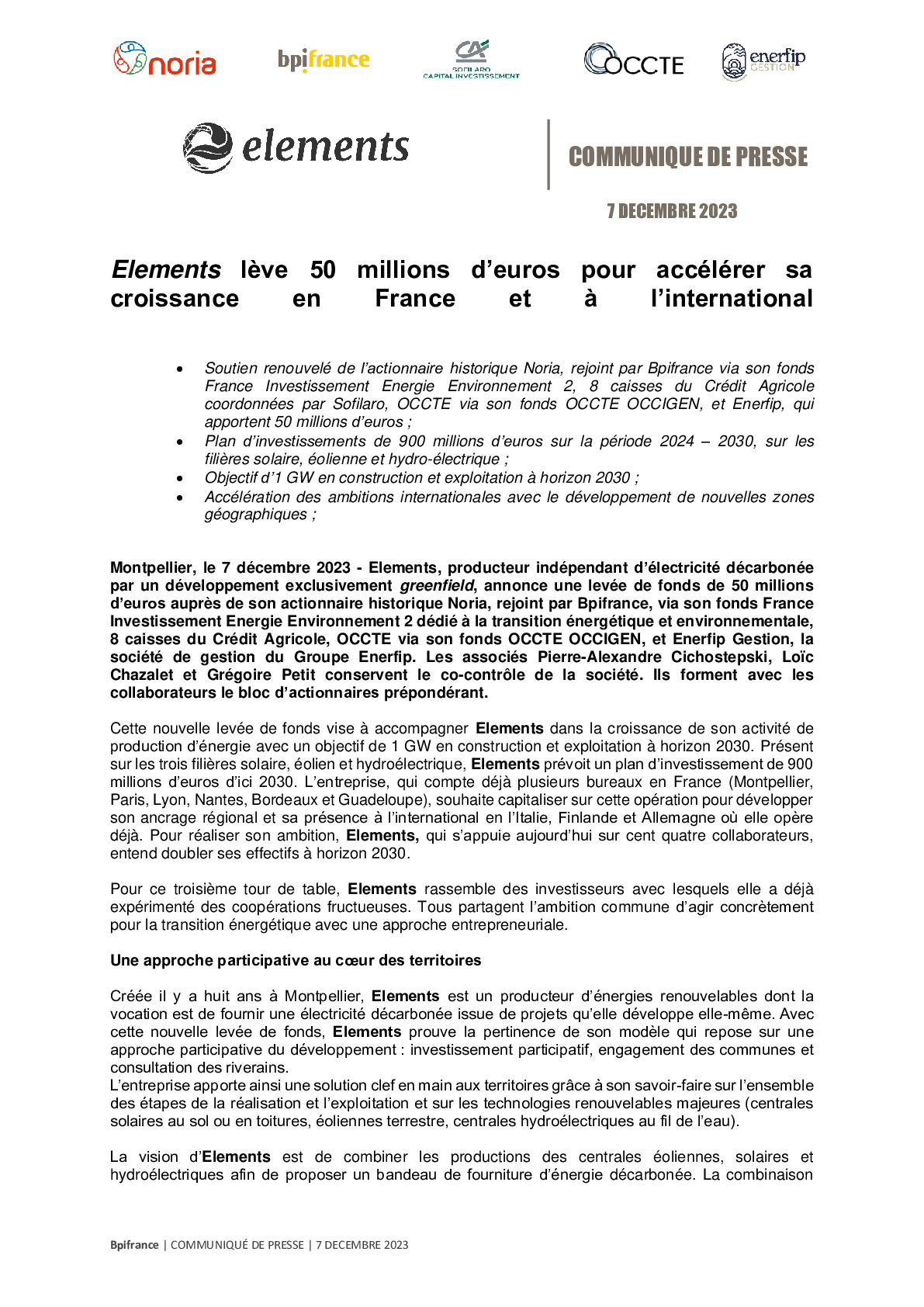 2023 12 07 – Elements lève 50 millions d’euros pour accélérer sa croissance en France et à l’international-pdf