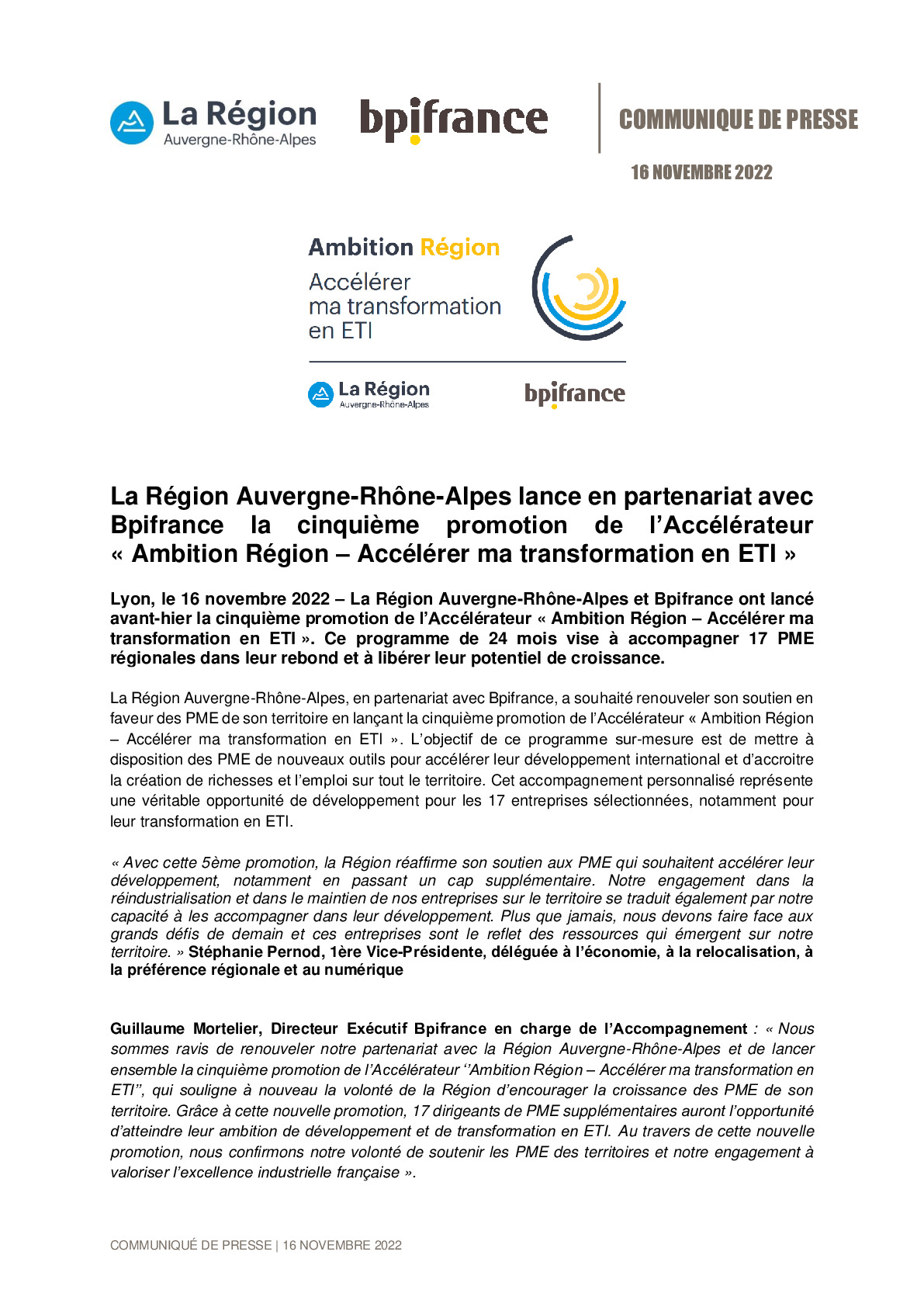 2022 11 16 – La Region Auvergne-Rhone-Alpes lance en partenariat avec Bpifrance la cinquieme promotion de lAccelerateur  Ambition Region VF-pdf