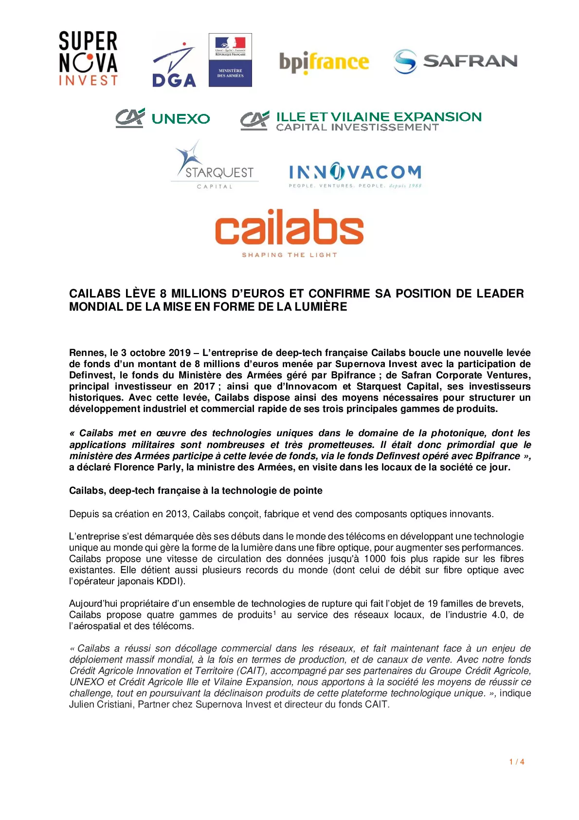 20191003 – Cailabs-CP-Levee de Fonds 8M-pdf