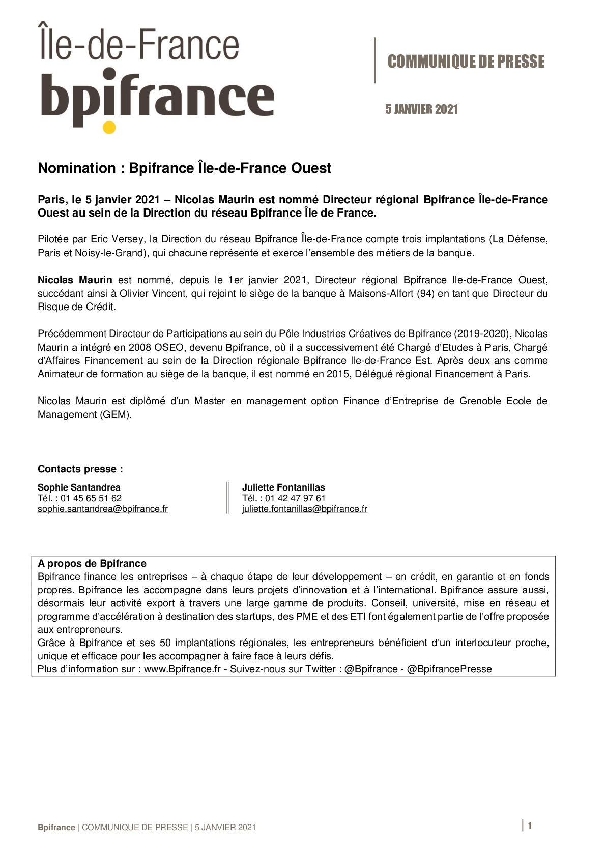 2021 01 05 – CP – Nicolas Maurin est nomme Directeur regional Bpifrance Ile-de-France Ouest-pdf