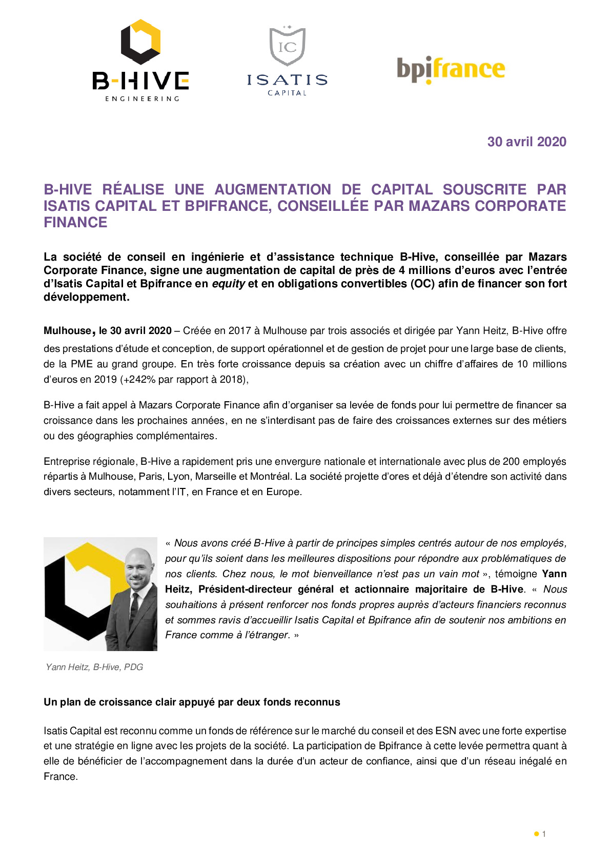 20200429 – CP B-Hive – Isatis Bpifrance Mazars-pdf