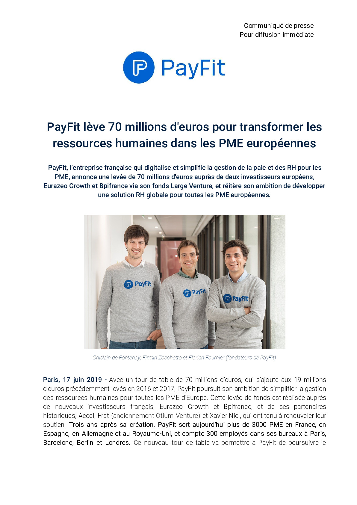 17-06-19 Communique PayFit leve 70 millions deuros-pdf