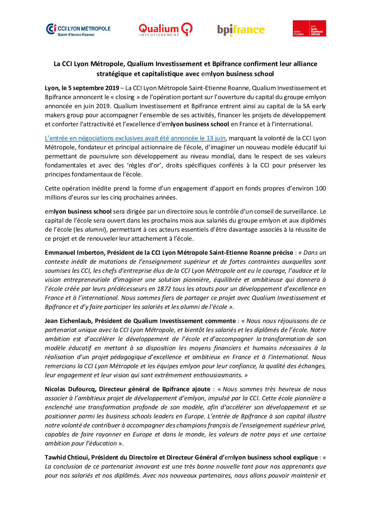 Communique de presse – Qualium Bpifrance et la CCI concretisent leur entree au capital demlyon-pdf