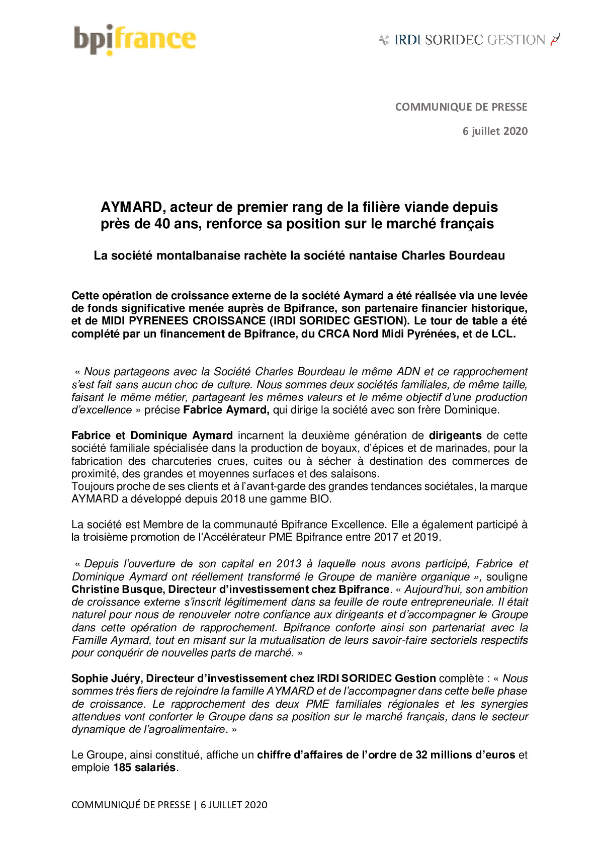 CP – Filiere viande -AYMARD renforce sa position sur le marche francais-pdf