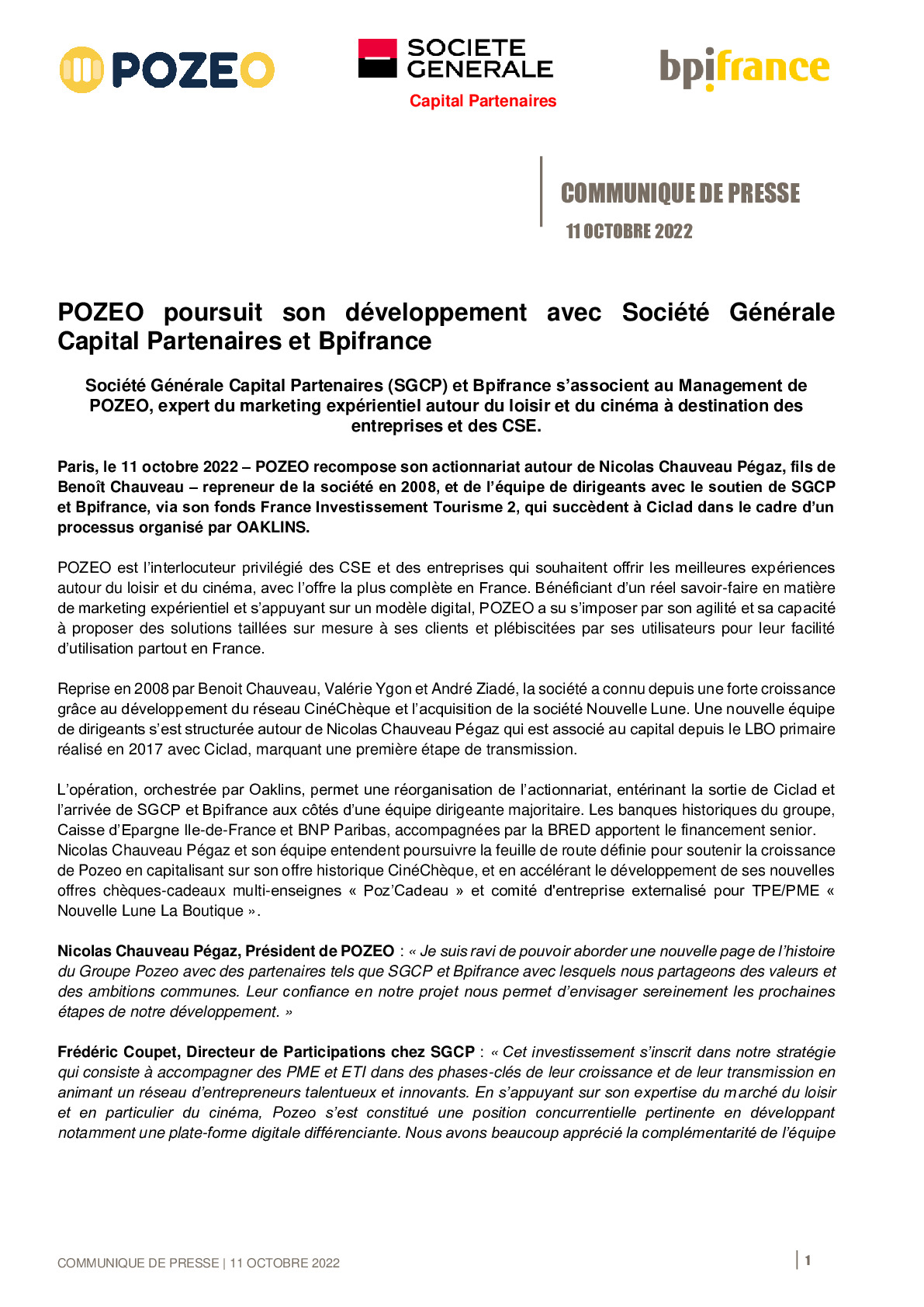 2022 10 11 – CP – POZEO poursuit son developpement avec Societe Generale Capital Partenaires et Bpifrance-pdf
