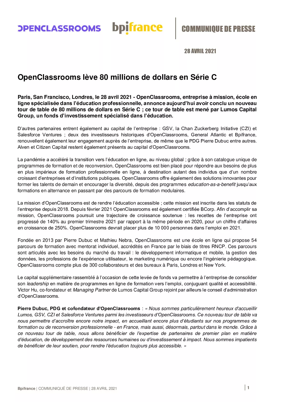 2021 04 28 – CP- OpenClassrooms leve 80 millions de dollars en Serie C-pdf