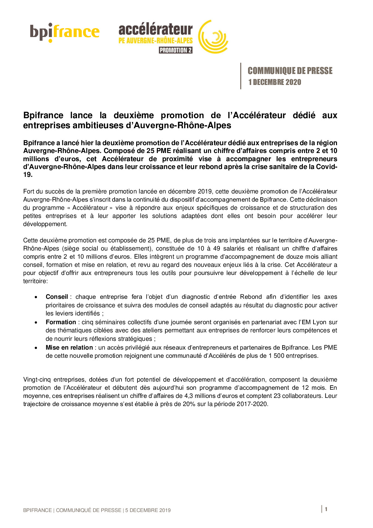 2020 12 01 – CP – Bpifrance lance la seconde promotion de lAccelerateur Auvergne-Rhone-Alpes -pdf