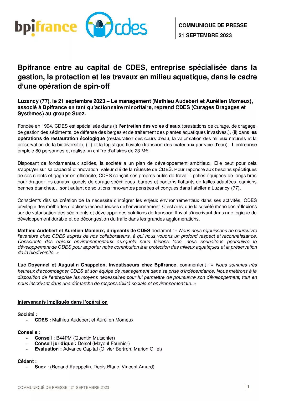 2023 09 21 – CP Bpifrance entre au capital de CDES-pdf