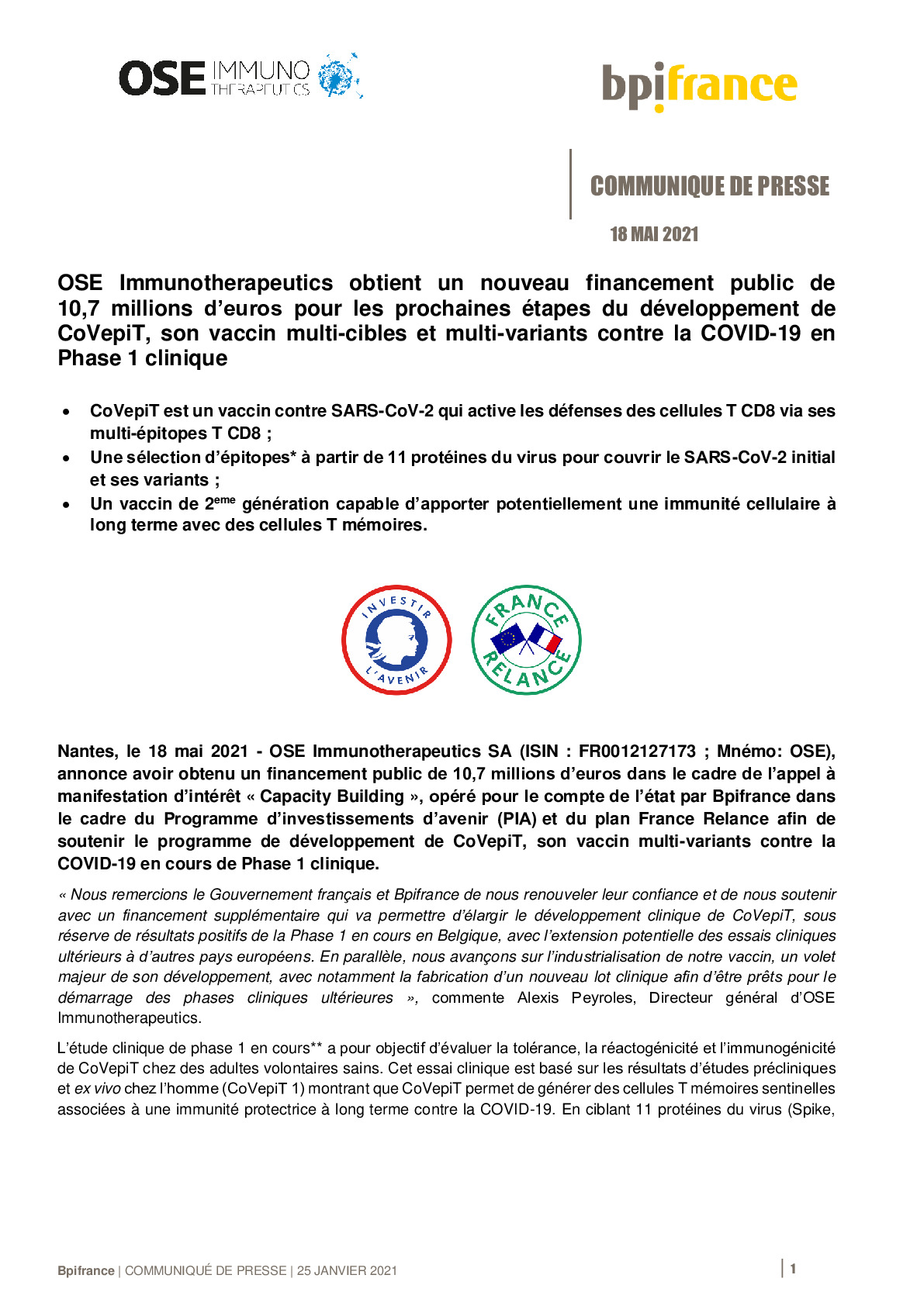 2021 05 18 – CP – OSE Immunotherapeutics obtient un nouveau financement public de 10-7 M-pdf