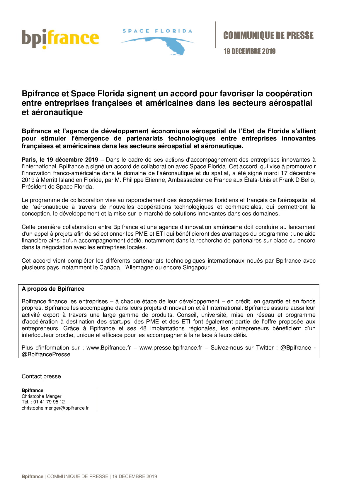 2019 12 19 – Communique de Presse – Bpifrance Space Florida -pdf