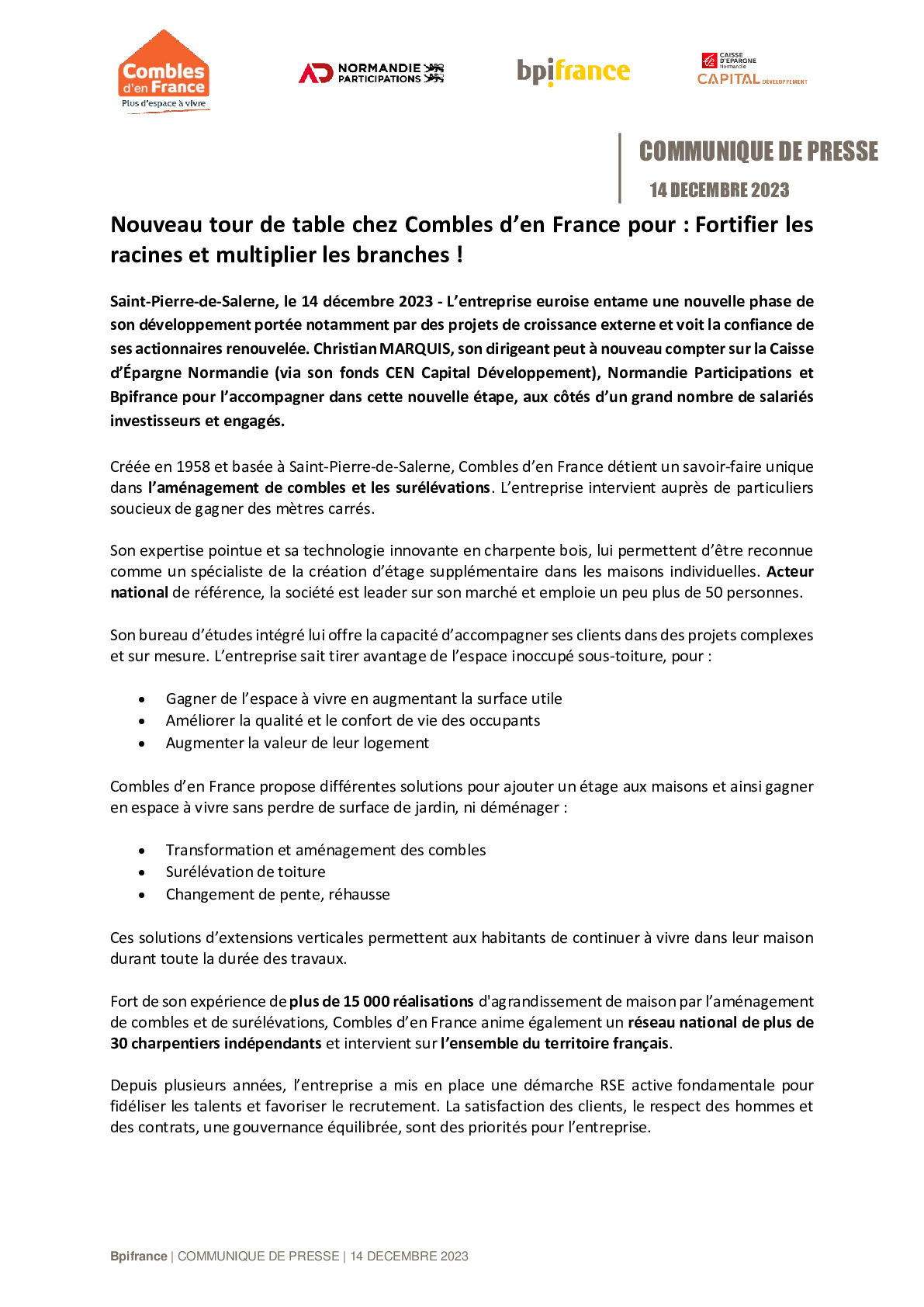 2023 12 14 – CP Nouveau tour de table chez Combles d’en France pour fortifier les racines et multiplier les branches-pdf