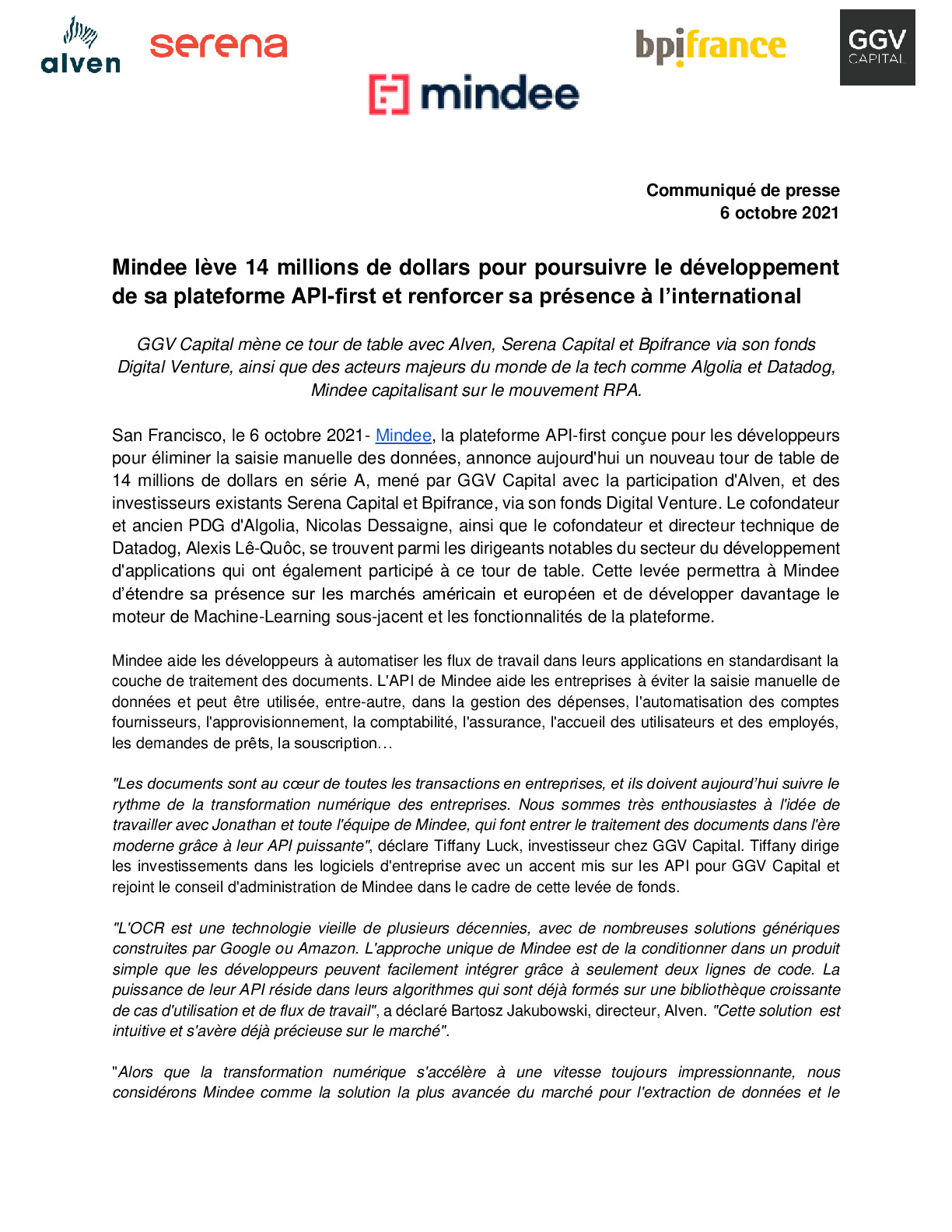 2021 10 06 – CP Mindee leve 14 millions de dollars-pdf