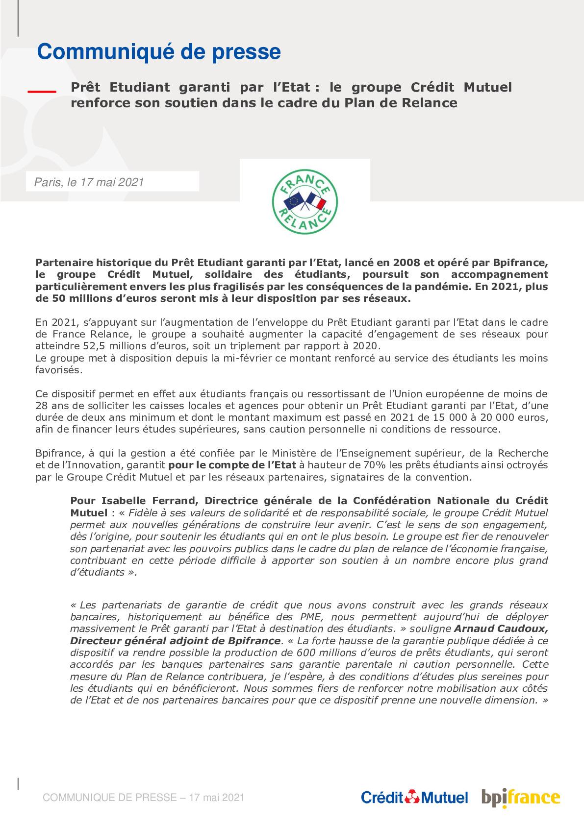 2021 05 17 – CP Groupe Credit Mutuel – Bpifrance – Pret Etudiant Garanti par lEtat-pdf