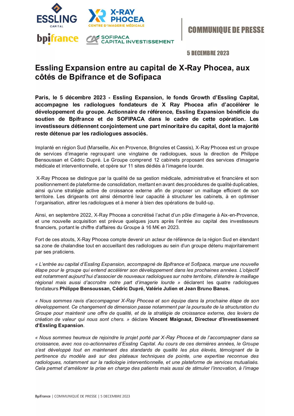 2023 12 05 – CP Bpifrance – Essling Expansion entre au capital de X-Ray Phocea, aux côtés de Bpifrance et de Sofipaca vdef-pdf