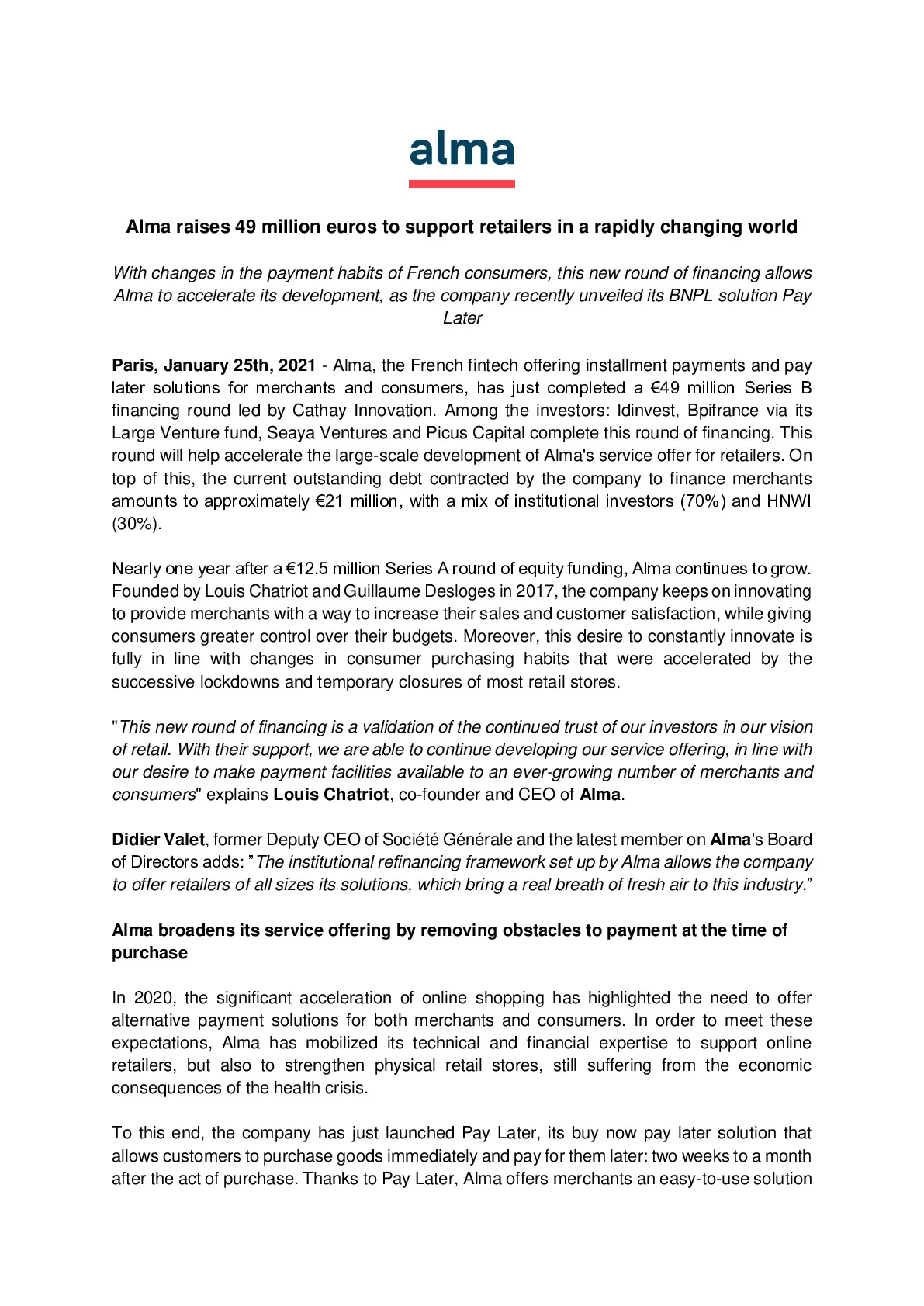 ENG – Alma raises 49 million euros to support retailers in a rapidly changing world-pdf