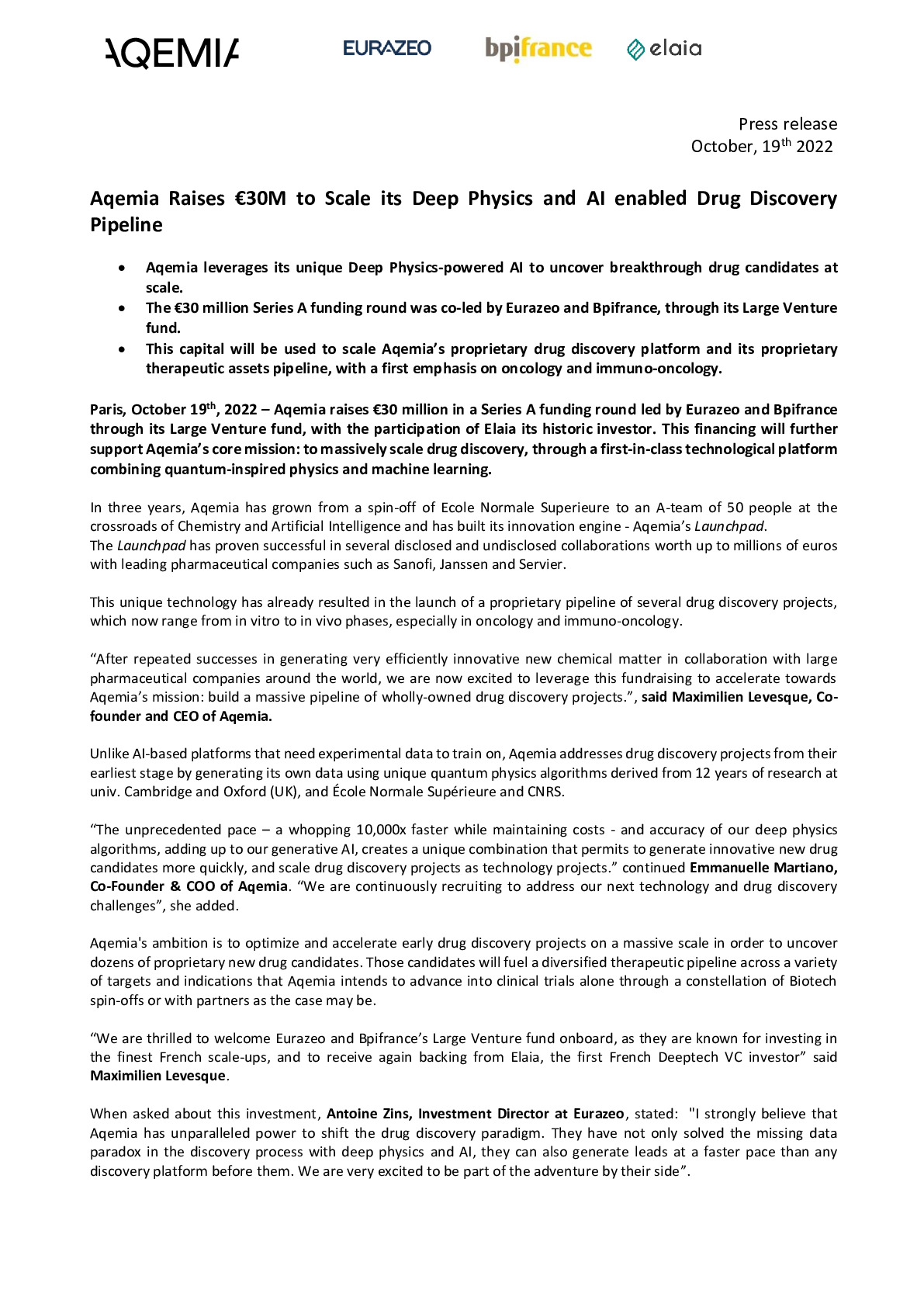2022 10 18 – PR Bpifrance – Aqemia Raises 30M -pdf