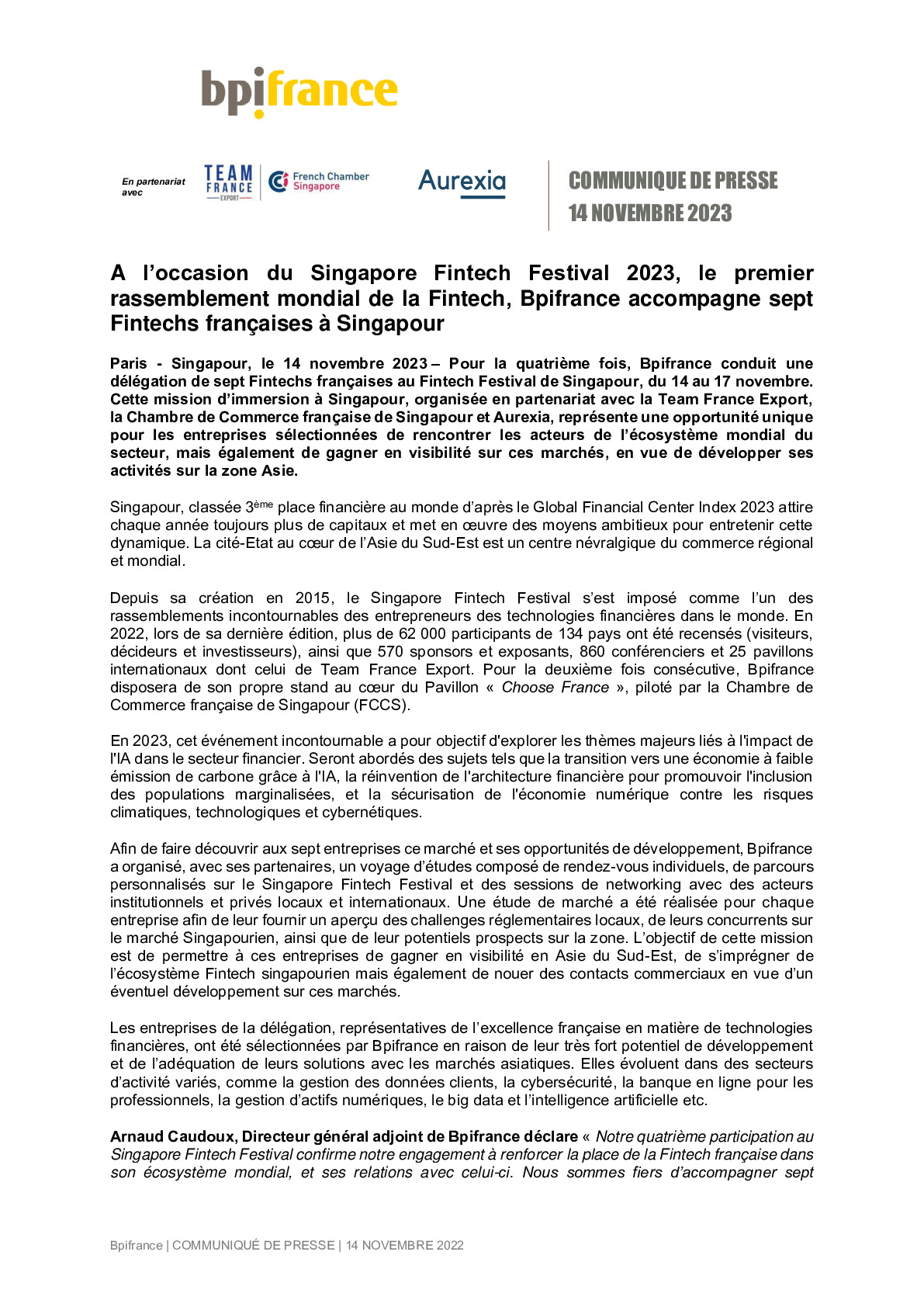 2023 11 14 – A l’occasion du Singapore Fintech Festival 2023 Bpifrance accompagne sept Fintech françaises à Singapour-pdf