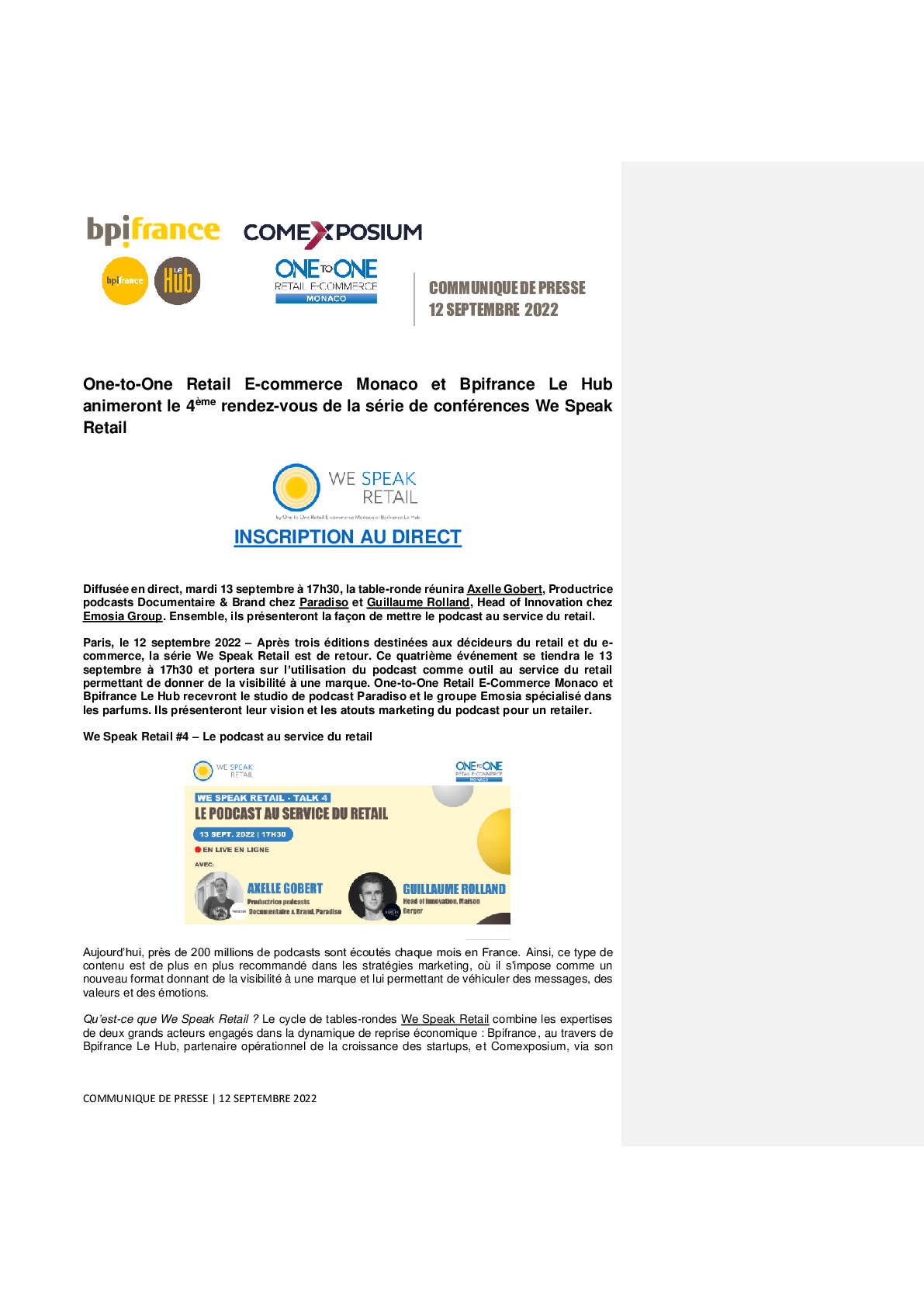 2022 09 12 – Communique de presse We Speak Retail 4e edition-pdf