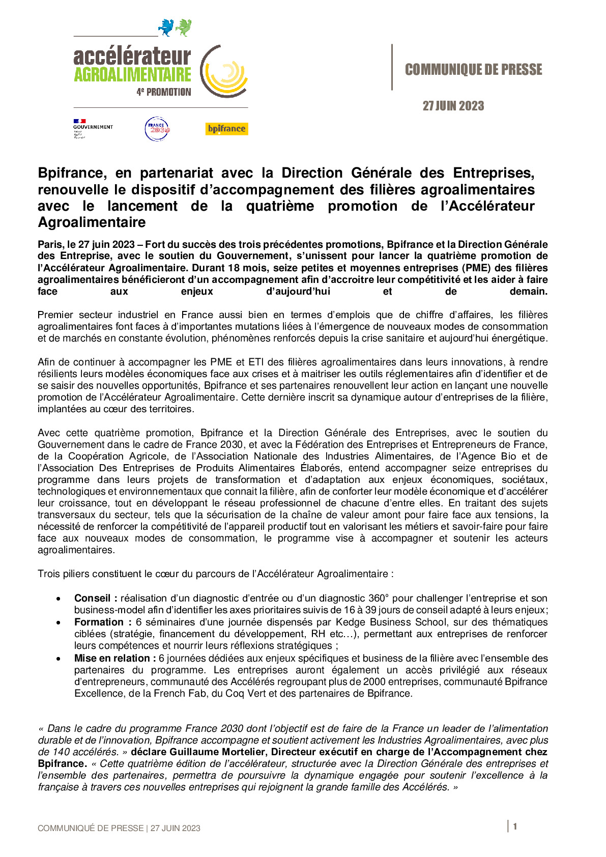 2023 06 27 – Lancement de la quatrième promotion de l’Accélérateur Agroalimentaire -pdf