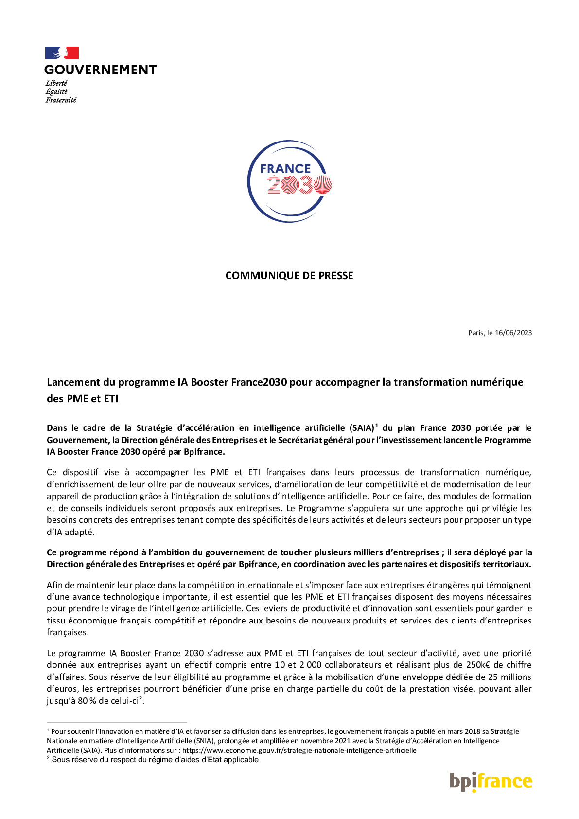 2023-06-16  CP Lancement du programme IA Booster France2030 Bpifrance_vfinale-pdf