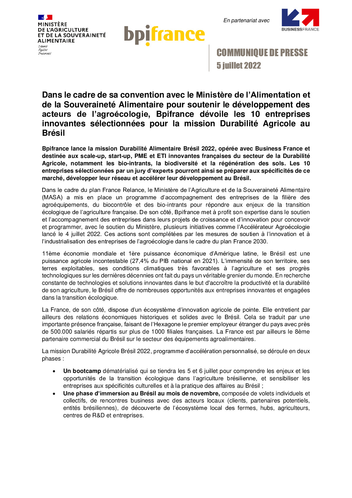2022 07 05 – CP Bpifrance – Mission Durabilite Agricole au Bresil-pdf