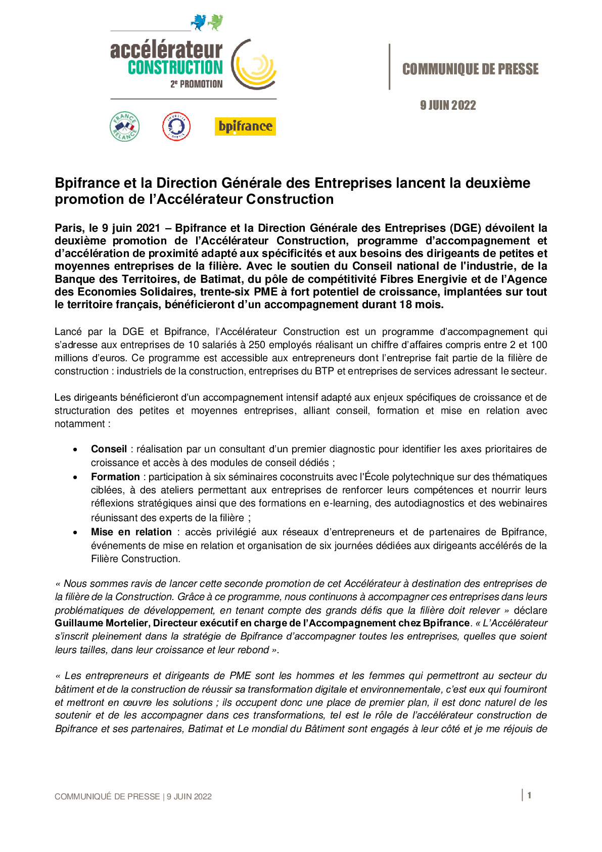 2022 06 09 – Bpifrance et la Direction Generale des Entreprises lancent la deuxieme promotion de lAccelerateur Construction-pdf