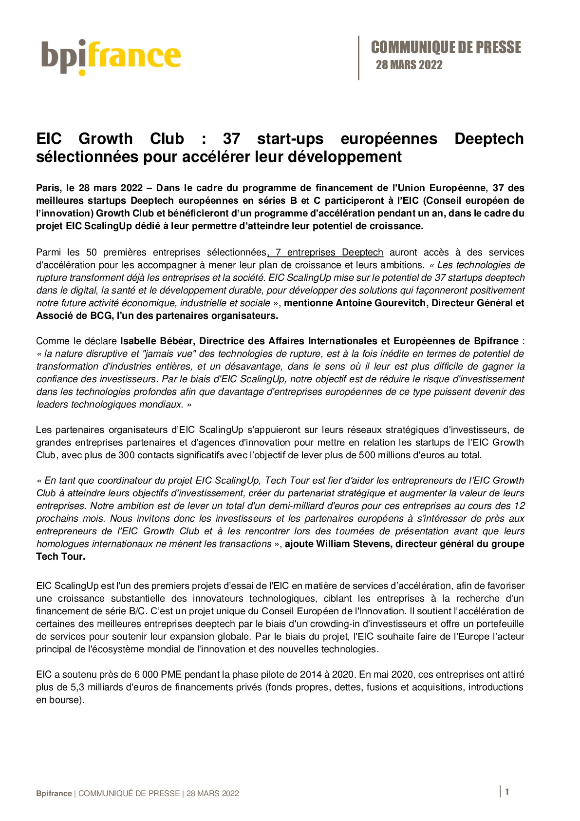 2022 03 28 – EIC Growth Club  – 37 start-ups europeennes Deeptech selectionnees pour accelerer leur developpement-pdf