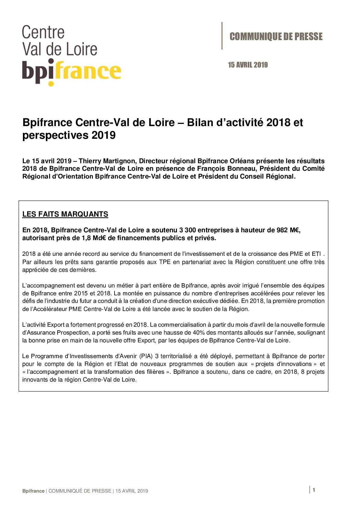 2019 04 15  – CP Bilan 2018 Bpifrance – Region Centre Val de Loire-pdf
