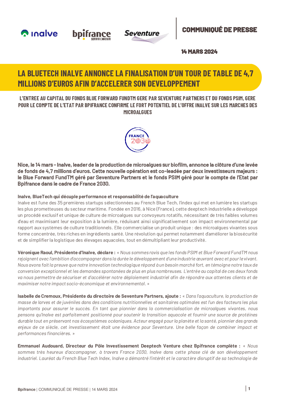 2024 03 14 – La BlueTech Inalve annonce la finalisation d’un tour de table de 4,7 millions d’euros-pdf