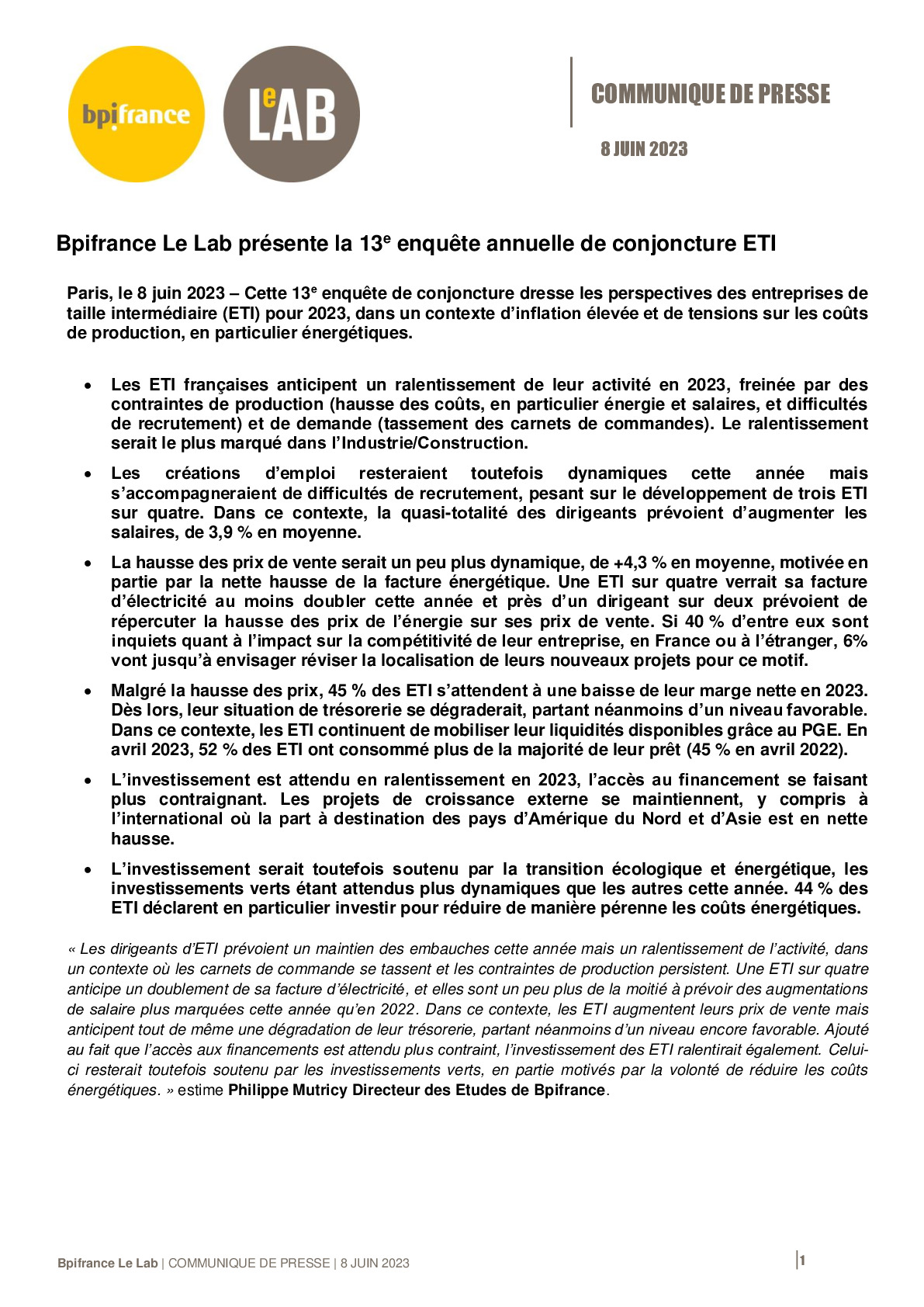 2023 06 08 – CP Bpifrance Le Lab -13e Enquête de conjoncture ETI-pdf