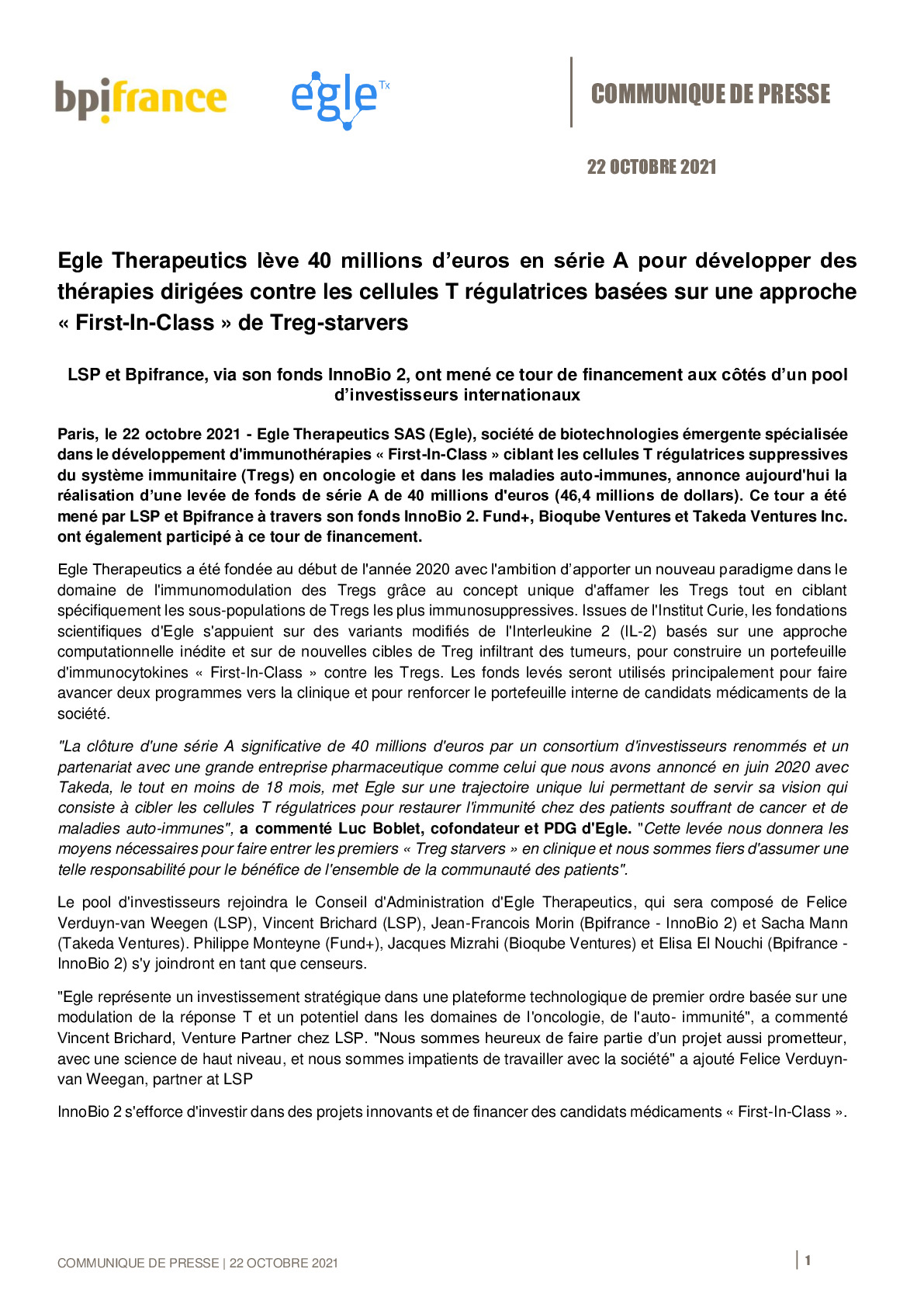 2021 10 22 – Communique de presse Egle Therapeutics-pdf