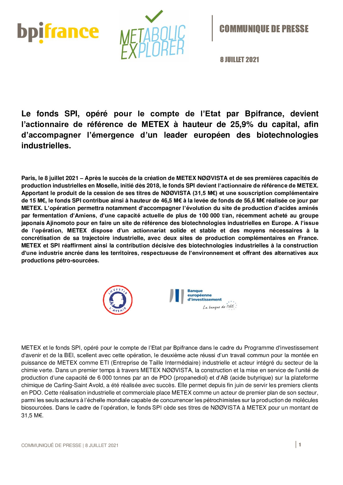 2021 07 08 – CP Bpifrance devient actionnaire de METEX-pdf
