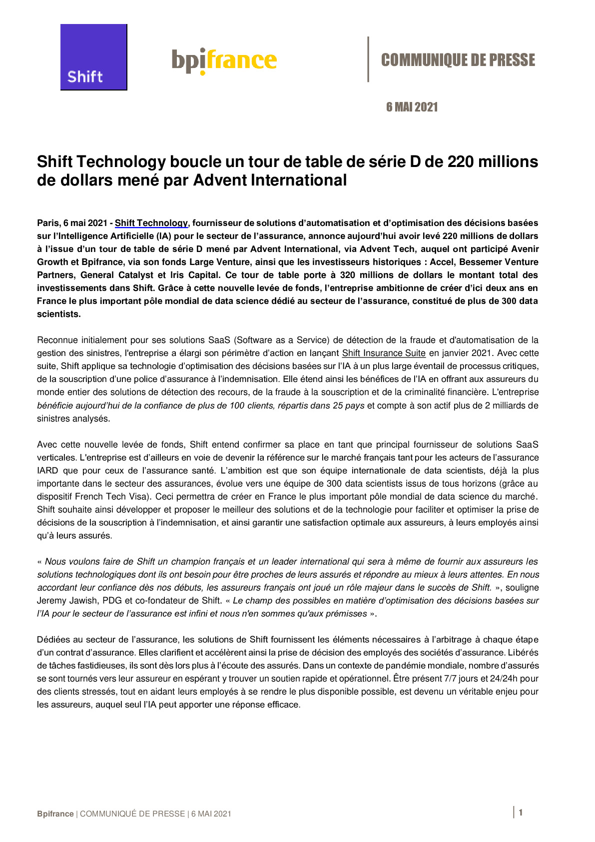 2021 05 06 – Communique de presse – Shift Technology-pdf