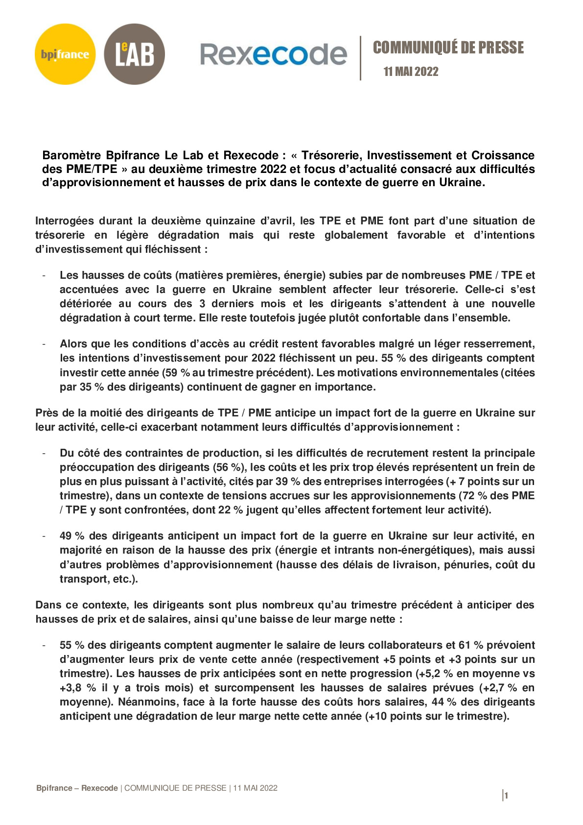 2022 05 11- CP Bpifrance  Le Lab – Rexecode Barometre PME 2022 T2-pdf