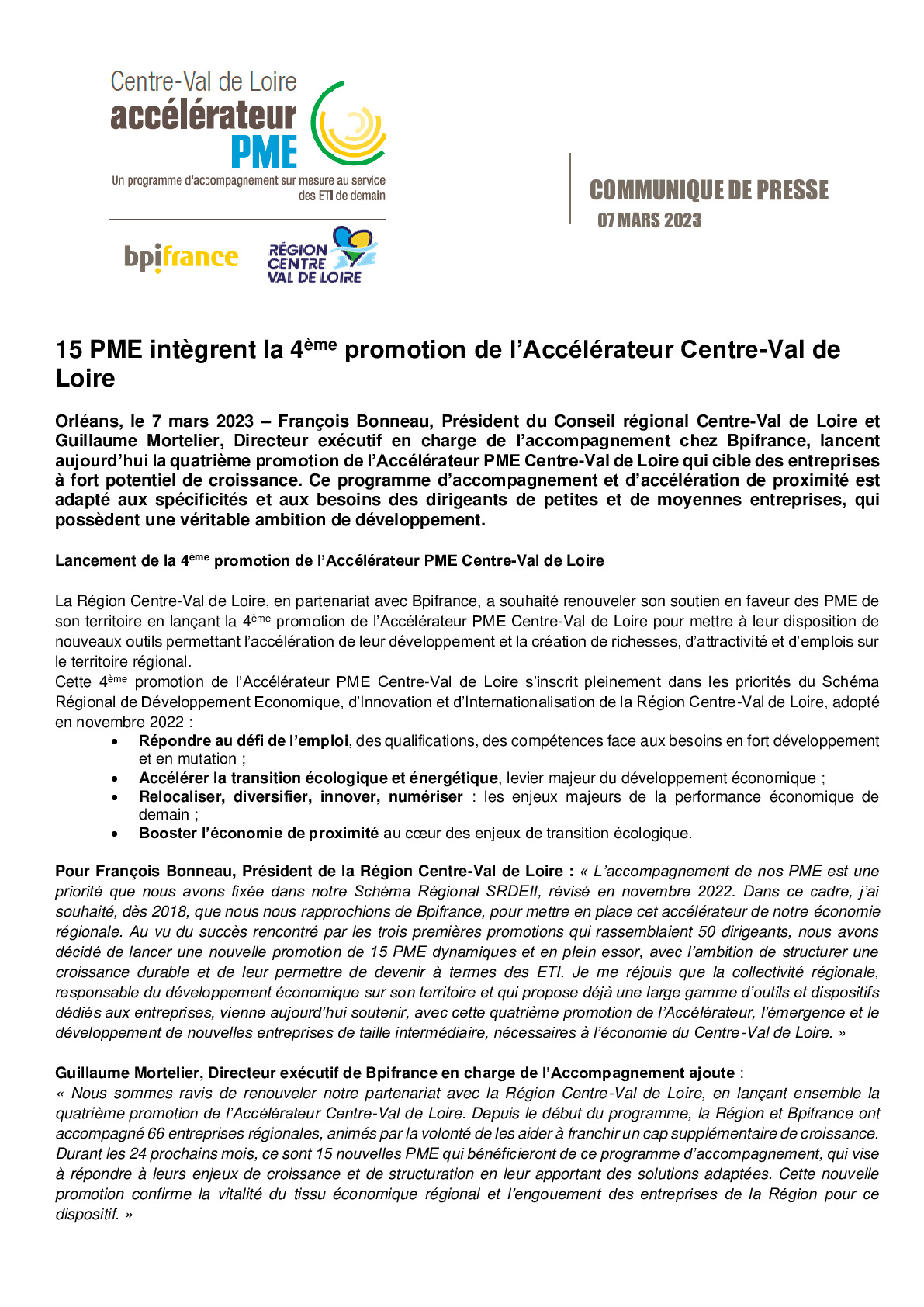 2023 03 07 – CP Bpifrance 15 PME intègrent la quatrième promotion de l’Accélérateur PME CVDL-pdf