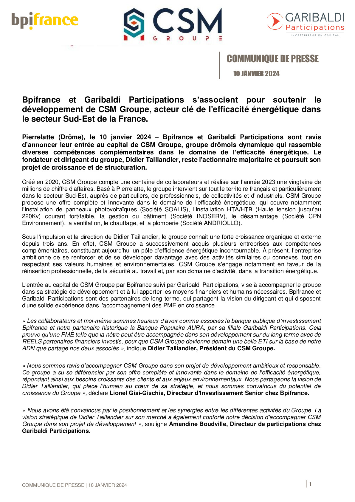 2024 01 10- CP Bpifrance- Bpifrance et Garibaldi Participations s’associent pour soutenir le développement de CSM Groupe, acteur clé de l’efficacité énergétique dans le secteu-pdf