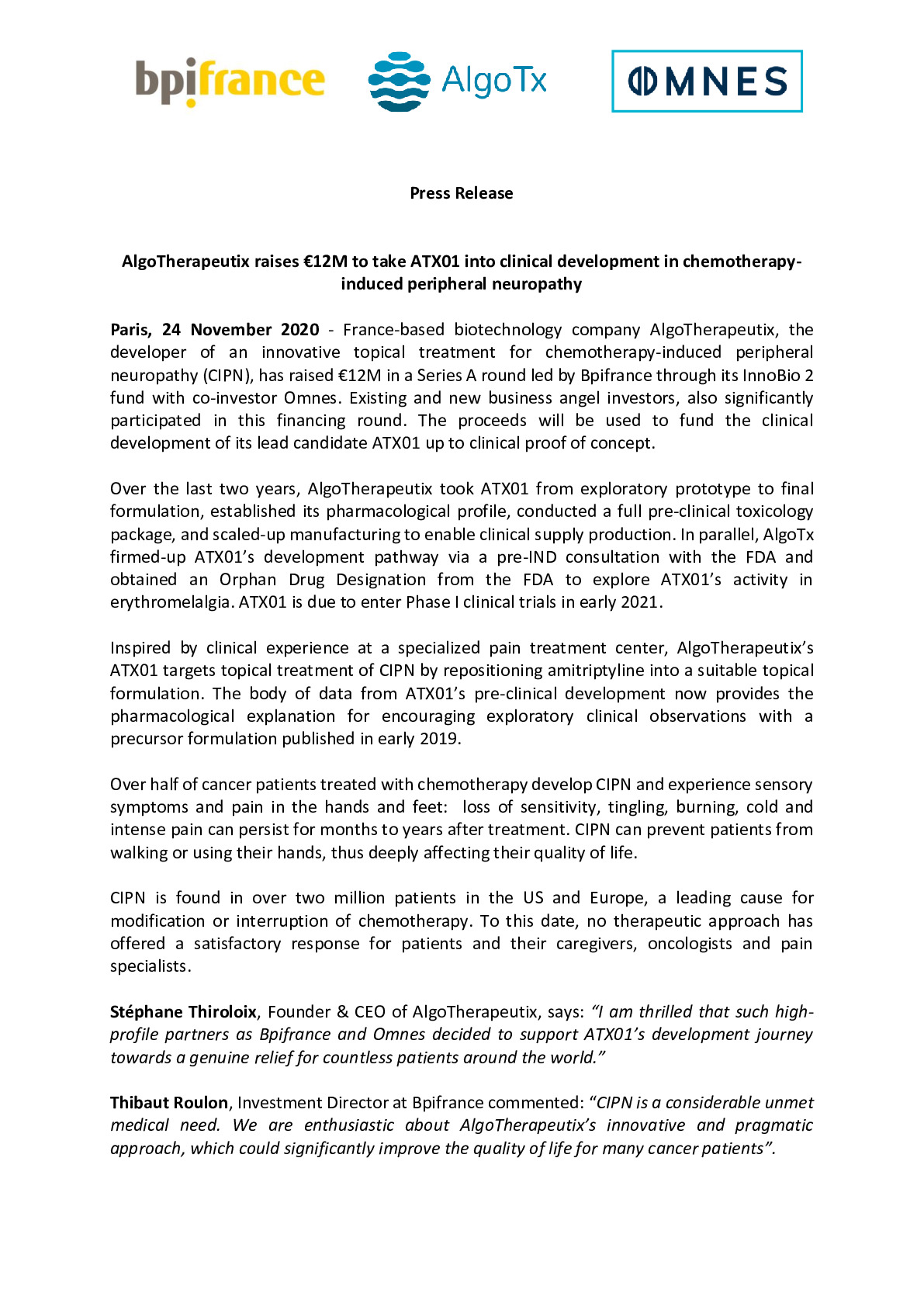 Series A PR E – AlgoTherapeutix raises 12M -pdf