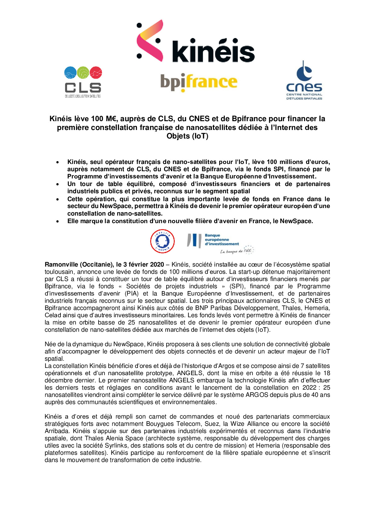 2020 02 03 – CP Bpifrance CLS CNES – Communique de presse levee de fonds Kineis-pdf