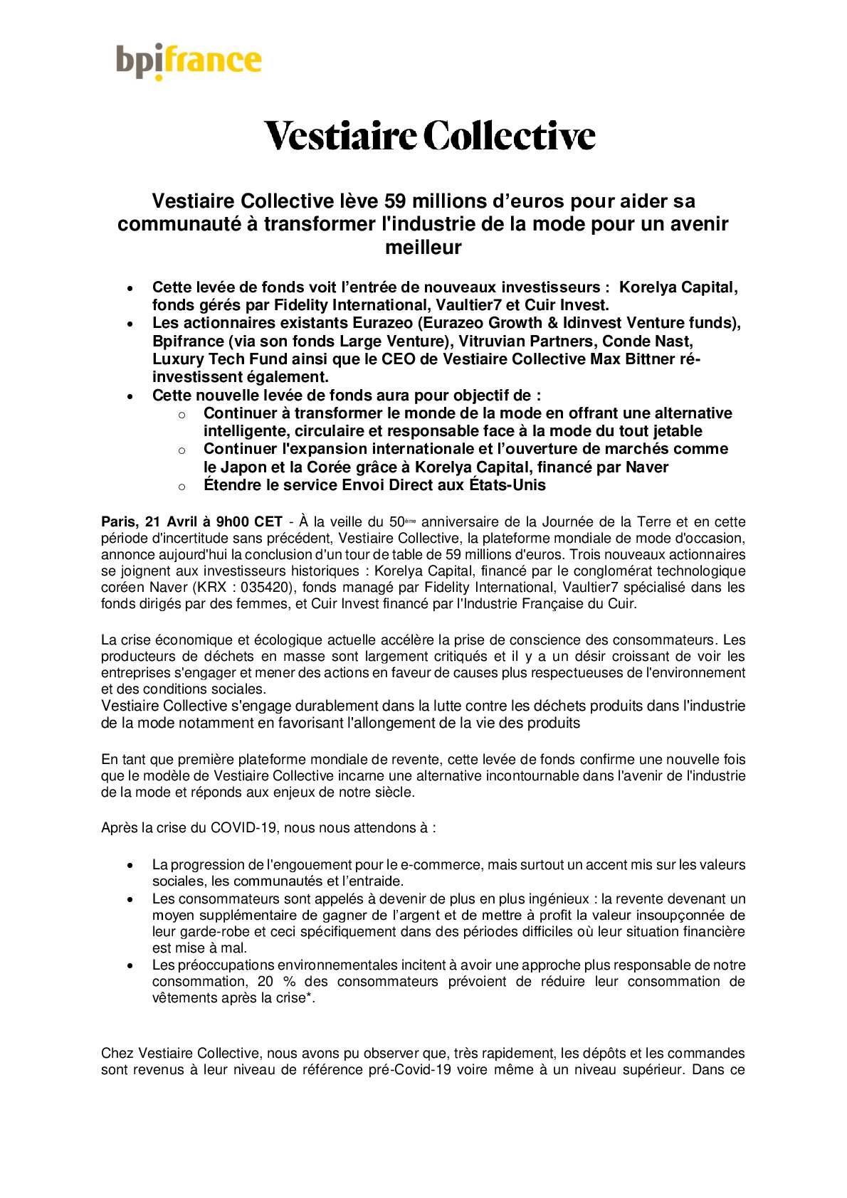 Vestiaire Collective – Levee de Fonds – Avril 2020 1-pdf