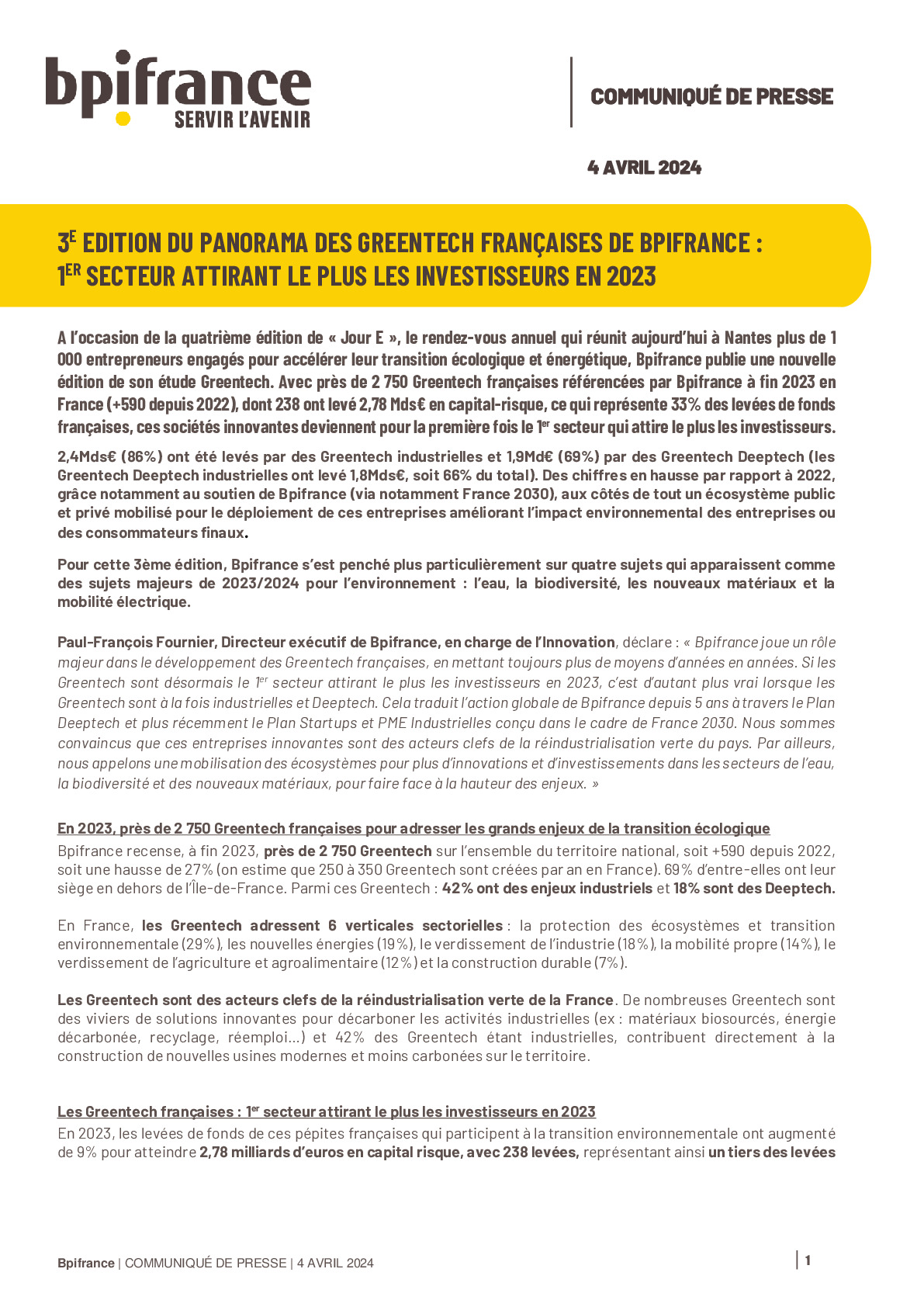 2024 04 04 – CP Bpifrance 3e édition du panorama des Greentech françaises-pdf