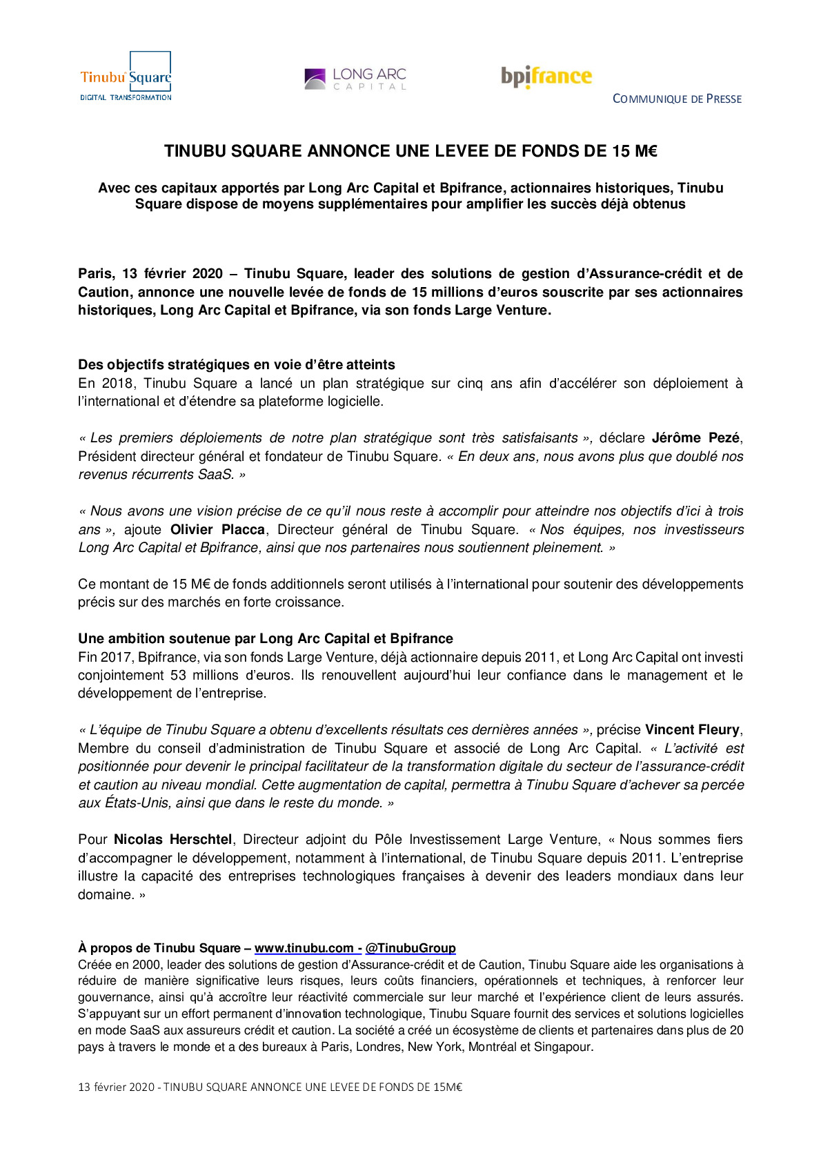 2020 02 13 – Cp Tinubu Square leve 15M aupres de Bpifrance et Long Arc Capital-pdf