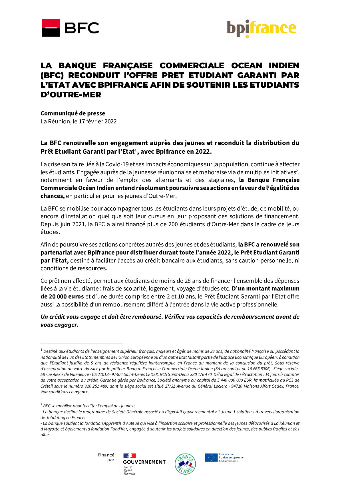 2022 02 17 – CP Bpifrance – BFC renouvelle la mise en place du Pret Etudiant garanti par lEtat-pdf