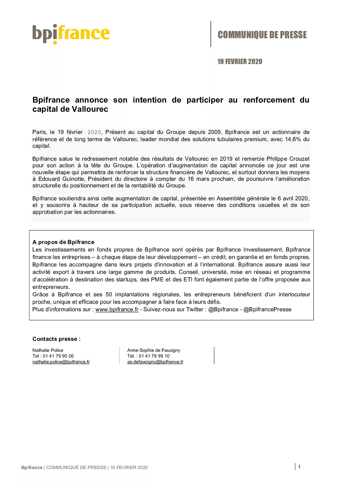 2020 02 19 – CP Bpifrance soutien laugmentation de capital de Vallourec-pdf