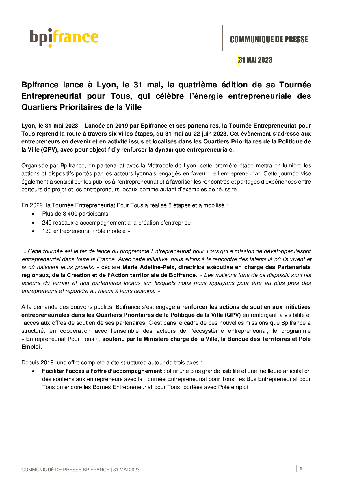 2023 05 31 – Lancement de la troisième édition de la Tournée Entrepreneuriat pour Tous -pdf